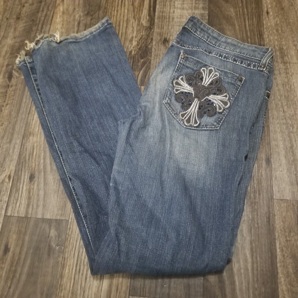 Wrangler Rock 47 Jeans Womens Blue Denim Low Rise Bootcut‎ Western Size 9x32